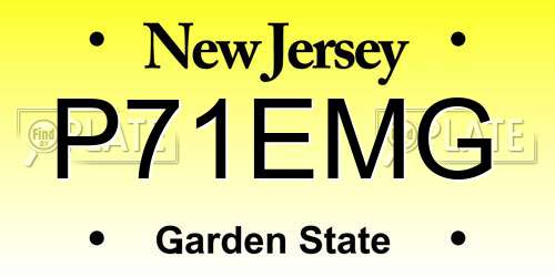 P71EMG New Jersey License Plate