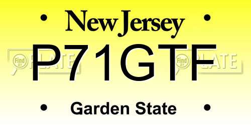 P71GTF New Jersey License Plate