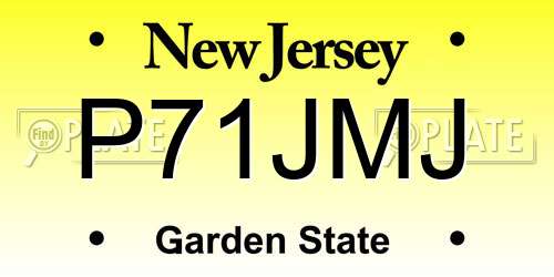 P71JMJ New Jersey License Plate