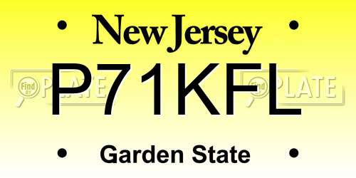 P71KFL New Jersey License Plate