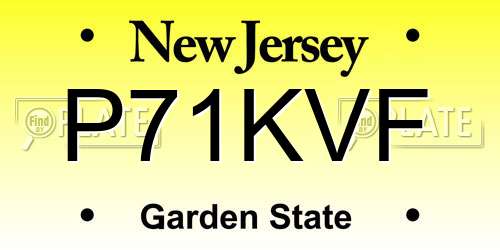 P71KVF New Jersey License Plate