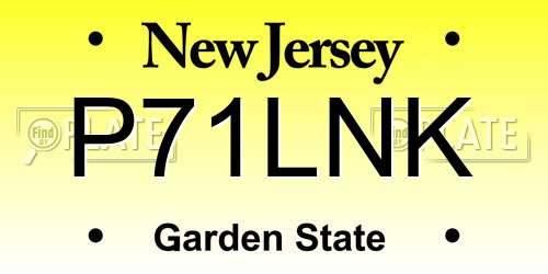 P71LNK New Jersey License Plate