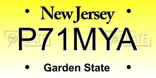 P71MYA New Jersey License Plate