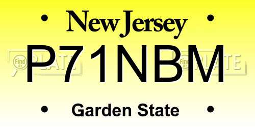 P71NBM New Jersey License Plate
