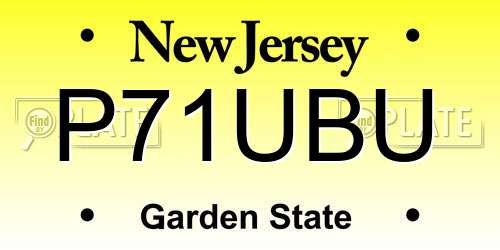 P71UBU New Jersey License Plate