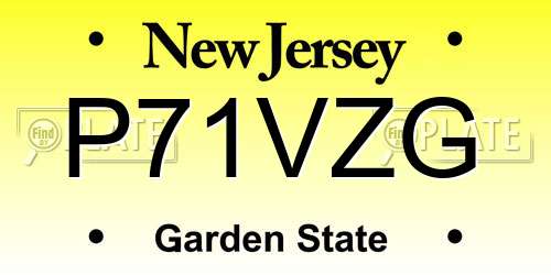 P71VZG New Jersey License Plate