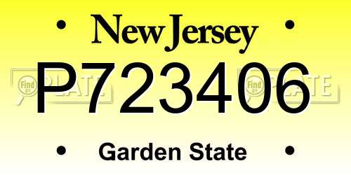 P723406 New Jersey License Plate