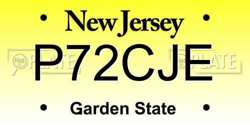 P72CJE New Jersey License Plate