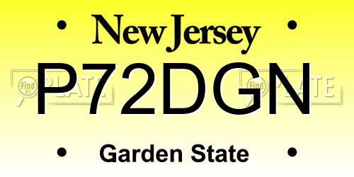 P72DGN New Jersey License Plate