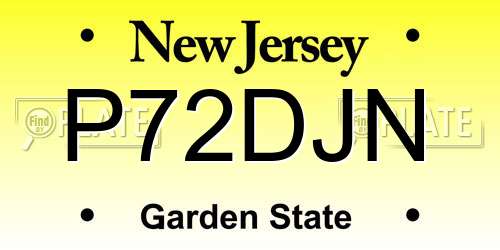 P72DJN New Jersey License Plate