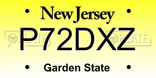 P72DXZ New Jersey License Plate