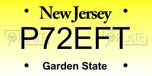 P72EFT New Jersey License Plate