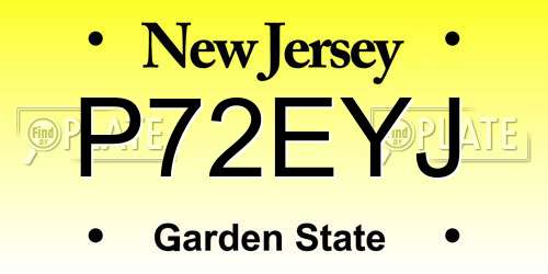 P72EYJ New Jersey License Plate