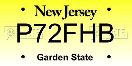 P72FHB New Jersey License Plate