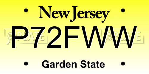 P72FWW New Jersey License Plate