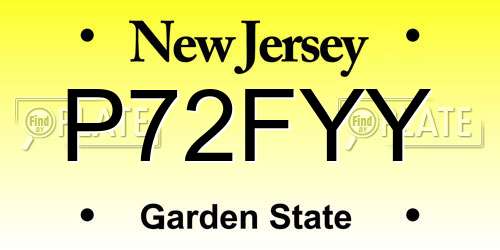 P72FYY New Jersey License Plate