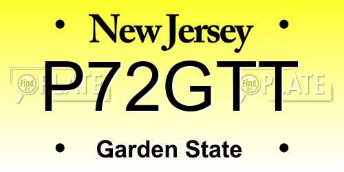 P72GTT New Jersey License Plate