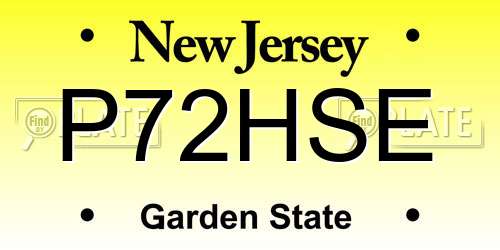 P72HSE New Jersey License Plate