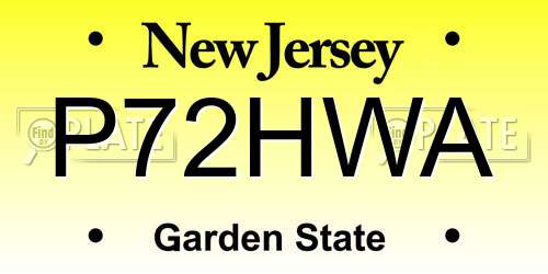 P72HWA New Jersey License Plate
