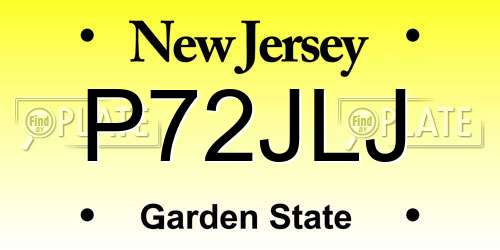 P72JLJ New Jersey License Plate