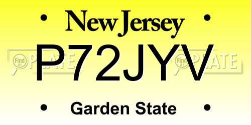 P72JYV New Jersey License Plate