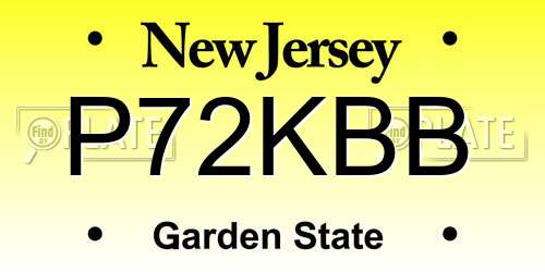 P72KBB New Jersey License Plate