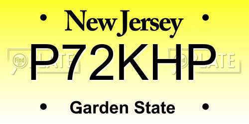 P72KHP New Jersey License Plate