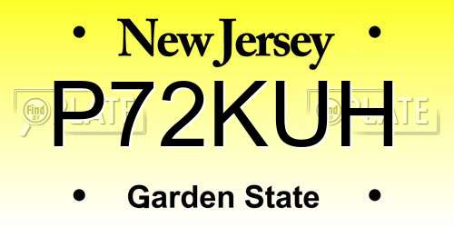 P72KUH New Jersey License Plate