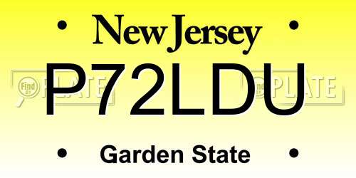 P72LDU New Jersey License Plate