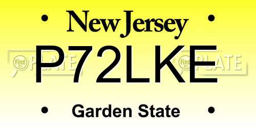 P72LKE New Jersey License Plate