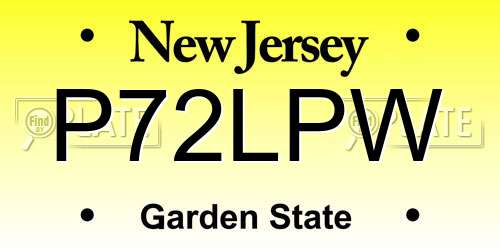P72LPW New Jersey License Plate