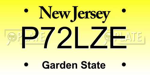 P72LZE New Jersey License Plate