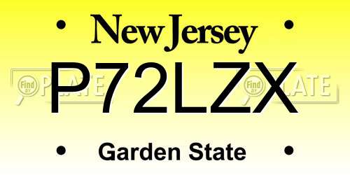 P72LZX New Jersey License Plate
