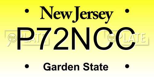 P72NCC New Jersey License Plate