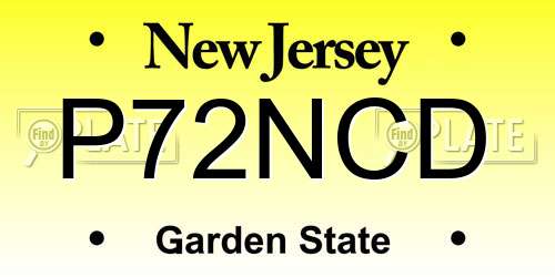 P72NCD New Jersey License Plate