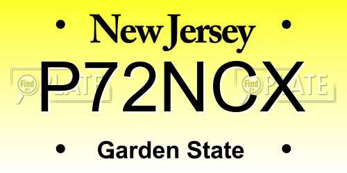 P72NCX New Jersey License Plate
