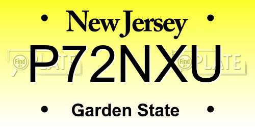 P72NXU New Jersey License Plate