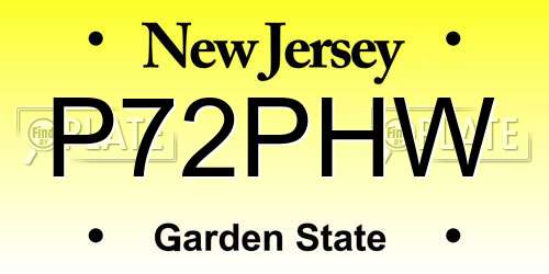 P72PHW New Jersey License Plate
