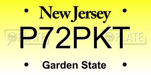 P72PKT New Jersey License Plate