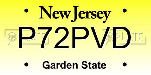 P72PVD New Jersey License Plate