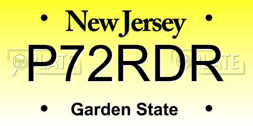 P72RDR New Jersey License Plate