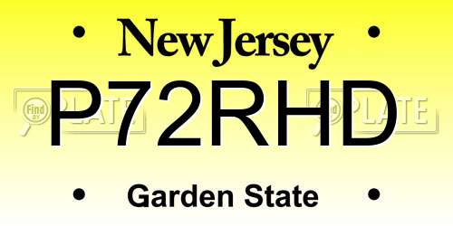 P72RHD New Jersey License Plate