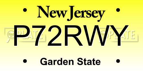 P72RWY New Jersey License Plate