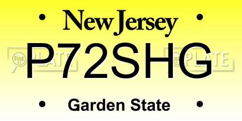 P72SHG New Jersey License Plate