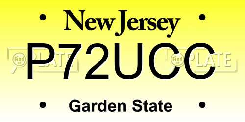 P72UCC New Jersey License Plate