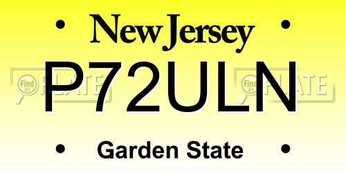 P72ULN New Jersey License Plate