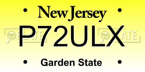 P72ULX New Jersey License Plate