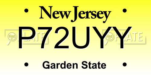 P72UYY New Jersey License Plate