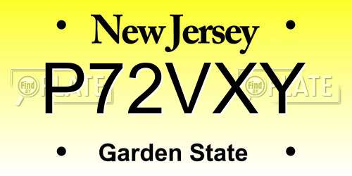 P72VXY New Jersey License Plate