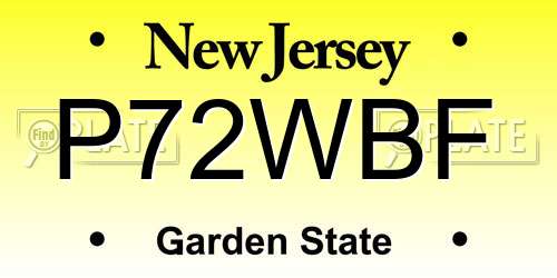 P72WBF New Jersey License Plate